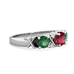 Lab Ruby Hugs And Kisses 14K White Gold ring R5016