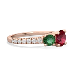 Lab Ruby Pave Trellis 14K Rose Gold ring R5500