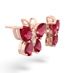 Lab Ruby Butterfly 14K Rose Gold earrings E2215