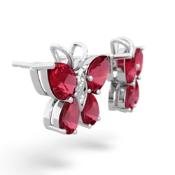 Lab Ruby Butterfly 14K White Gold earrings E2215