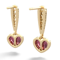 Lab Ruby Filligree Heart 14K Yellow Gold earrings E5070