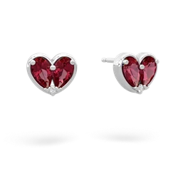 Lab Ruby 'Our Heart' 14K White Gold earrings E5072