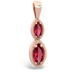 Lab Ruby Antique-Style Halo 14K Rose Gold pendant P5700