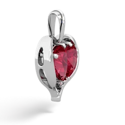 Lab Ruby Two Become One 14K White Gold pendant P5330