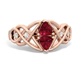 Lab Ruby Keepsake Celtic Knot 14K Rose Gold ring R5300