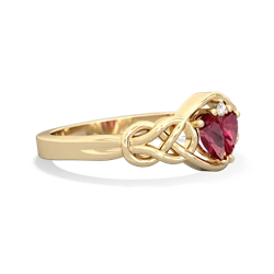 Lab Ruby Celtic Love Knot 14K Yellow Gold ring R5420