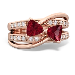 Lab Ruby Bowtie 14K Rose Gold ring R2360