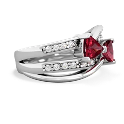 Lab Ruby Bowtie 14K White Gold ring R2360