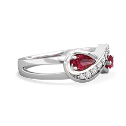 Lab Ruby Diamond Infinity 14K White Gold ring R5390