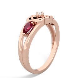 Lab Ruby Hearts Intertwined 14K Rose Gold ring R5880