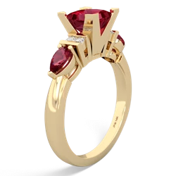 Pink Tourmaline 6Mm Princess Eternal Embrace Engagement 14K Yellow Gold ring C2002