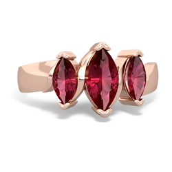 Lab Pink Sapphire Three Peeks 14K Rose Gold ring R2433