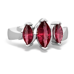 Pink Tourmaline Three Peeks 14K White Gold ring R2433