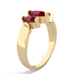 Lab Ruby Three Peeks 14K Yellow Gold ring R2433