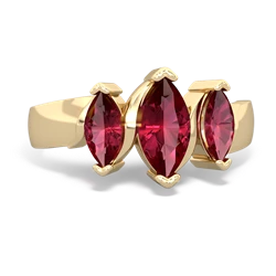 Pink Tourmaline Three Peeks 14K Yellow Gold ring R2433