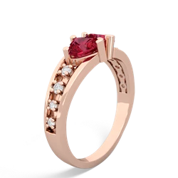 Lab Ruby Heart To Heart 14K Rose Gold ring R3342