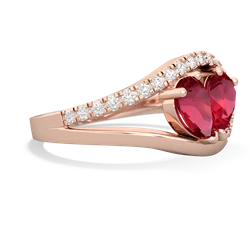 Lab Ruby Nestled Heart Keepsake 14K Rose Gold ring R5650