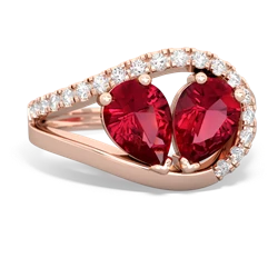 Lab Ruby Nestled Heart Keepsake 14K Rose Gold ring R5650