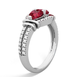 Lab Ruby Art-Deco Keepsake 14K White Gold ring R5630