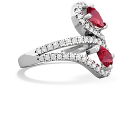 Lab Ruby Diamond Dazzler 14K White Gold ring R3000