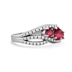 Ruby Three Stone Aurora 14K White Gold ring R3080