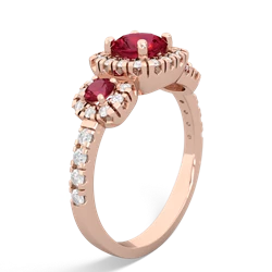 Lab Sapphire Regal Halo 14K Rose Gold ring R5350