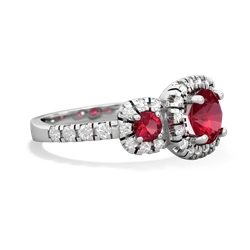 Lab Pink Sapphire Regal Halo 14K White Gold ring R5350