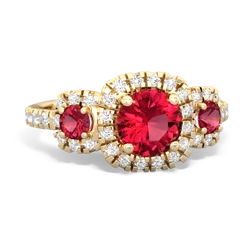 Lab Ruby Regal Halo 14K Yellow Gold ring R5350