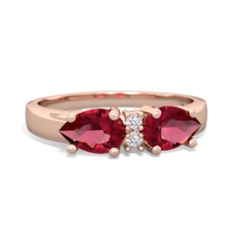 Lab Ruby Pear Bowtie 14K Rose Gold ring R0865