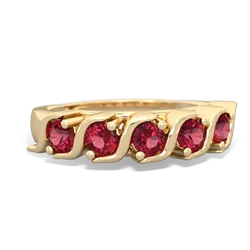 Lab Ruby Anniversary Band 14K Yellow Gold ring R2089