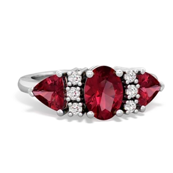 Pink Tourmaline Antique Style Three Stone 14K White Gold ring R2186