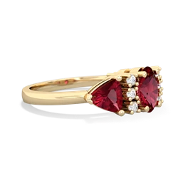 Lab Pink Sapphire Antique Style Three Stone 14K Yellow Gold ring R2186