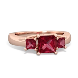 Pink Tourmaline Three Stone Trellis 14K Rose Gold ring R4015