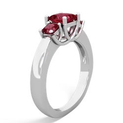 Pink Tourmaline Three Stone Trellis 14K White Gold ring R4015