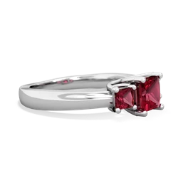 Lab Pink Sapphire Three Stone Trellis 14K White Gold ring R4015