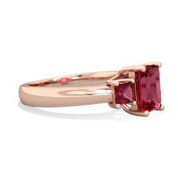 Tanzanite Three Stone Emerald-Cut Trellis 14K Rose Gold ring R4021