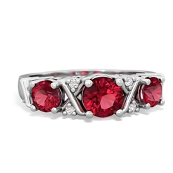 Pink Tourmaline Hugs And Kisses 14K White Gold ring R5016