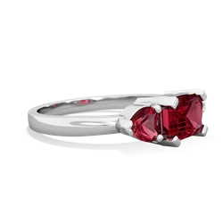 Pink Tourmaline Three Stone 14K White Gold ring R5235