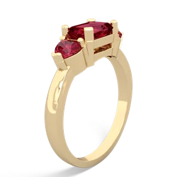 Lab Pink Sapphire Three Stone 14K Yellow Gold ring R5235