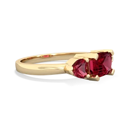 Pink Tourmaline Three Stone 14K Yellow Gold ring R5235