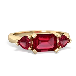 Ruby Three Stone 14K Yellow Gold ring R5235