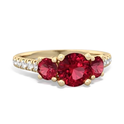 Lab Ruby Pave Trellis 14K Yellow Gold ring R5500