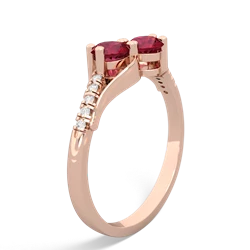 Lab Ruby Infinity Pave Two Stone 14K Rose Gold ring R5285