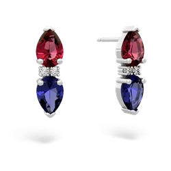 Lab Ruby Bowtie Drop 14K White Gold earrings E0865