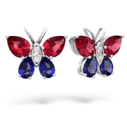 Lab Ruby Butterfly 14K White Gold earrings E2215