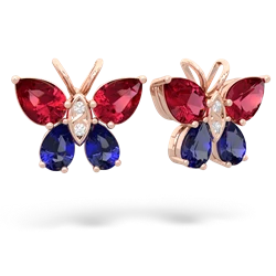 Lab Ruby Butterfly 14K Rose Gold earrings E2215