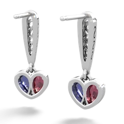 Lab Ruby Filligree Heart 14K White Gold earrings E5070