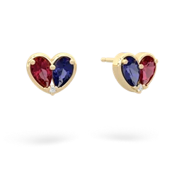 Lab Ruby 'Our Heart' 14K Yellow Gold earrings E5072