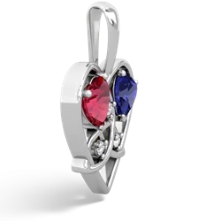 Lab Ruby Celtic Trinity Heart 14K White Gold pendant P5331