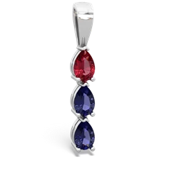 Lab Ruby Dew Drops 14K White Gold pendant P2251